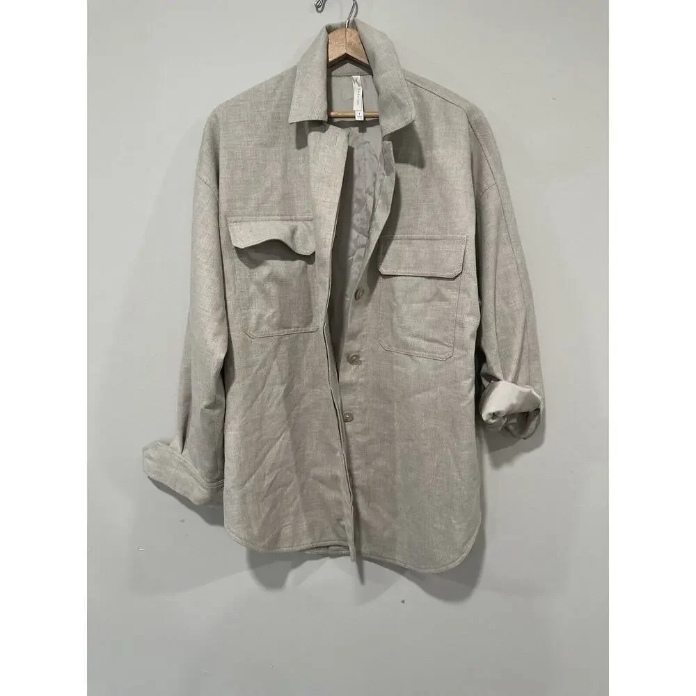 AritziaBabaton Utility Flannel Button Shacket Blouse Size Small Long Sleeve 1316